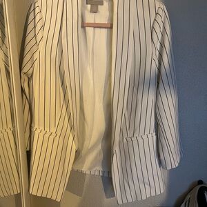 H&M White and Black Pinstripe Blazer Modern Business Casual
